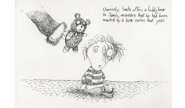 無題（『オイスターボーイの憂鬱な死』） 1997 15.9×23.5cm ペン・インク・修正液・紙 © 2014 Tim Burton