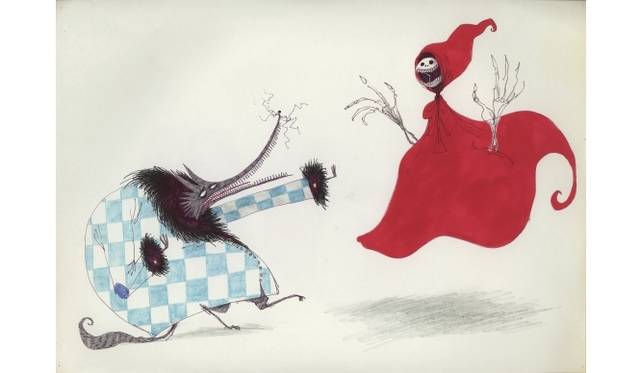 無題（墓ずきんちゃん） 1981 27.9×39.4cm ペン・インク・水彩による淡彩・色鉛筆・紙 © 2014 Tim Burton