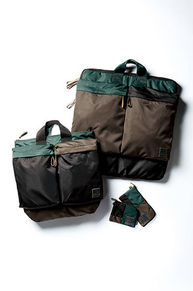 <strong>MARNI×PORTER（マルニ×ポーター）</strong>　バッグ 左［W38×H49×D5cm］5万9400円、バッグ 右［W49×H51×D45cm］8万5320円、ジップ付き財布1万7280円、ジップ付き長財布2万520円 ※すべて12月中旬入荷予定（マルニ×ポーター／阪急メンズ東京4階）
