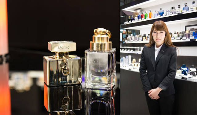 橋本 香さん（阪急メンズ東京1階 メンズビューティー）<br />グッチ バイ グッチ メイドトゥメジャー オードトワレ1万2960円（90ml）、グッチ バイ グッチ プルミエール オードパルファム1万2096円（50ml）（グッチ／阪急メンズ東京1階 Fragrance Bar）