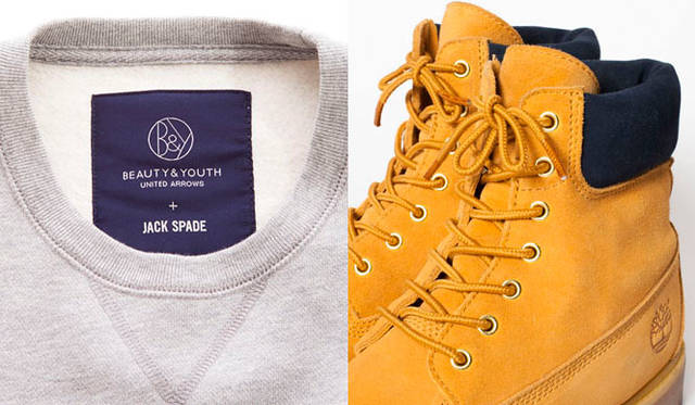 左／「JACK SPADE for BEAUTY&YOUTH」スウェット1万6200円、右／「Timberland for BEAUTY&YOUTH」2万3760円