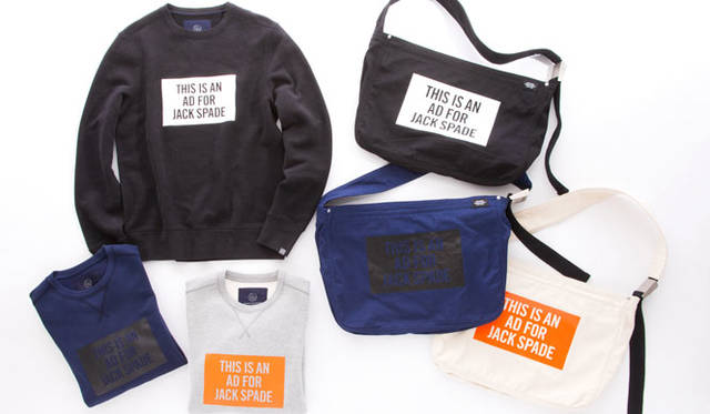「JACK SPADE for BEAUTY&YOUTH」スウェット各1万6200円、バッグ各1万1880円