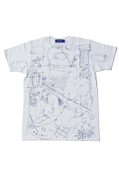 「BEAMS LIGHTS with MIC*ITAYA」 2014-15 AUTUMN&WINTER COLLECTION<br />「古代の遺跡と神話。居城を焼け出された女神と、報復を試みるケンタウルス。それを諌めようと矢の上に止まる1羽の鳩。愛と平和についてのあたらしい神話」MENS PRINT T-SHIRT 7344円