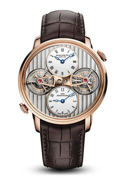 ケース｜18K レッドゴールド<br />直径｜43.5mm<br />ムーブメント｜手巻き<br />ブレスレット｜ハンドステッチのワニ革製<br />防水｜30m<br />