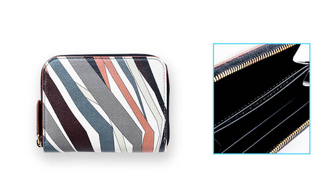  <strong>  EMILIO PUCCI｜エミリオ・プッチ<br />   プッチならではの艶やかなプリント</strong><br /><br />  70年代のアーカイブから着想を得た、新たなプリントザディーグプリント。直線的なラインがパワフルなデザインは、いつもと一味違ったプッチの魅力に溢れている。ザディーグプリントを施したラウンドジップタイプの新作財布は、内側にコインケースとカードスロットをレイアウトし収納力も抜群。カラフルなプリント財布はバッグに入れているだけで心が弾みそう。 <br /> <br />  ［W11×H9㎝］4万3200円<br />  エミリオ・プッチ／エミリオ・プッチ カンパニー　Tel. 03-5410-8992