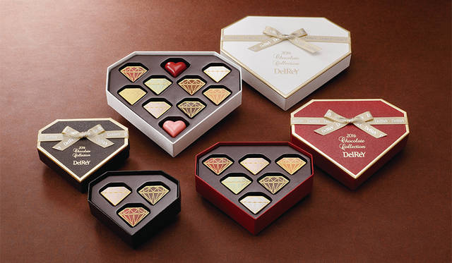 「デルレイ ダイヤモンドBOX 3個入」1944円、「デルレイ ダイヤモンドBOX」6個入」3564円、「デルレイ ダイヤモンドBOX10個入」5616円<br>（金額はいずれも税込で、2016年1月下旬発売予定）
