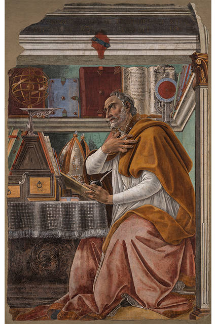 書斎の聖アウグスティヌス サンドロ・ボッティチェリ フィレンツェ、オニサンティ聖堂Archivio Fotografico. Opificio delle Pietre Dure di Firenze