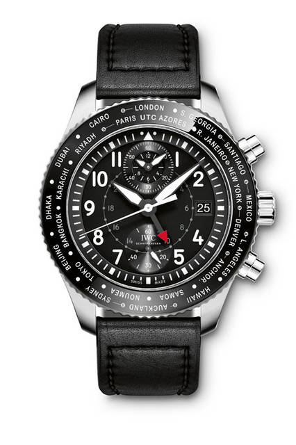 47-IW395001 <strong>パイロット・ウォッチ・タイムゾーナー・<br />クロノグラフ</strong><br />ケース|ステンレススチール<br />直径|45mm<br />厚さ|16.5mm<br />ムーブメント|自動巻き(Cal.89760)<br />防水|6気圧<br />ストラップ|サントーニ製カーフ<br />機能|第二時間帯表示(回転ベゼルにより12時位置にある都市の時刻を時分針が表示し、24時間針で昼夜を判別)クロノグラフ(12時間+60分同軸積算計)、日付表示<br />発売時期|2016年10月予定<br />価格|151万5000円