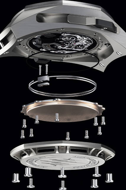 <strong>ロイヤル オーク コンセプト・スーパーソヌリ</strong><br />ケース｜チタン<br />直径｜44mm<br />厚さ│16.5mm<br />ムーブメント｜手巻き（Cal.2937）<br />機能｜ミニッツリピーター、トゥールビヨン、クロノグラフ（30分積算計）<br />ストラップ｜ブラックラバー<br />防水｜20ｍ<br />発売時期｜2016年9月予定<br />予価｜6453万円