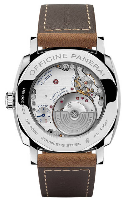 <strong>ラジオミール1940 スリーデイズ GMT<br />オートマティック アッチャイオ-45mm</strong><br />PAM00657<br />ケース｜ステンレススチール<br />直径｜45mm<br />ムーブメント｜自動巻き（Cal.P.4001）<br />機能｜第二時間帯表示、昼夜表示、パワーリザーブ表示（ムーブメント裏蓋側）、ゼロリセット機能、日付表示<br />ストラップ｜カーフ<br />防水｜10気圧<br />発売時期｜2016年夏予定