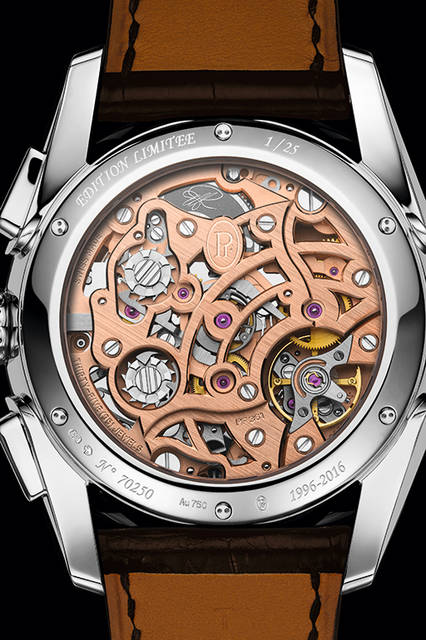 <strong>トンダ クロノール アニヴェルセール</strong><br />ケース｜18Kホワイトゴールド<br />直径｜42.1mm<br />厚さ｜14.6mm<br />ムーブメント｜手巻き（Cal.PF361）<br />機能｜スプリットセコンド・クロノグラフ（30分積算計、12時間積算計）、日付表示（2枚のディスクを使うビッグデイト）<br />＊グランフーエナメル ダイヤル<br />ストラップ｜アリゲーター（エルメス製）<br />防水｜30m<br />限定数｜25本<br />発売時期｜2016年夏予定<br />予価｜1822万5000円（税込）<br />