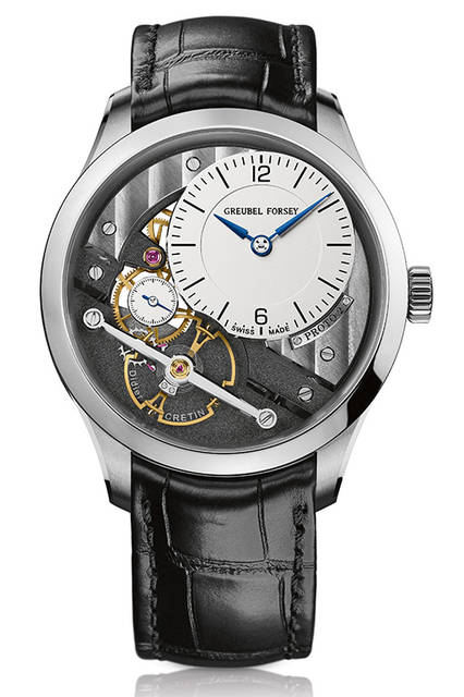 <strong>シグナチュール1</strong><br />ケース｜18Kホワイトゴールドケース（ほかにレッドゴールド、プラチナ、ステンレススチールを製造予定）<br />直径｜41.4mm<br />厚さ｜11.7mm<br />ムーブメント｜手巻き（Cal.GFS1）<br />ストラップ｜アリゲーター<br />防水｜3気圧<br />限定数｜11本（ほかにピンクゴールド、プラチナ各11本。ステンレススチール33本を予定）<br />発売時期｜2016年5月<br />予価｜17万スイスフラン（税別）