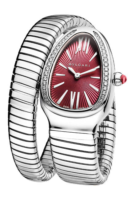 <strong>セルペンティ ツボガス</strong><br />ケース｜ステンレススチール<br />直径｜35mm<br />ムーブメント｜クォーツ<br />ブレスレット｜ステンレススチール<br />発売時期｜2016年7月予定<br />価格｜98万円（税別）