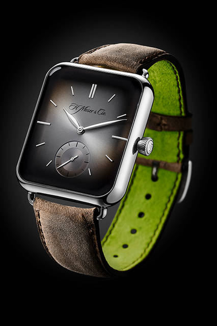 <strong>スイス アルプ ウォッチ</strong><br />ケース｜18Kホワイトゴールド<br />サイズ｜縦44×横38.2mm<br />厚さ｜10.3mm<br />ムーブメント｜手巻き（Cal.HMC324）<br />機能｜パワーリザーブ表示（ムーブメントの受け板上に配置）<br />ストラップ｜クーズーレザー<br />防水｜日常生活<br />限定数｜50本<br />発売時期｜2016年4月<br />予価｜300万円（税別）