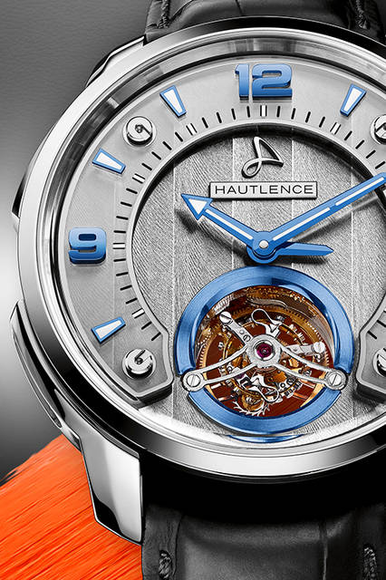 <strong>トゥールビヨン02</strong><br />ケース｜グレード5チタン＋ステンレススチール<br />直径｜44mm<br />厚さ｜12.4mm<br />ムーブメント｜自動巻き（Cal.HMC 802）<br />機能｜トゥールビヨン、第2時間帯表示<br />ストラップ｜アリゲーター<br />防水｜3気圧<br />発売時期｜2016年末予定<br />予価｜1250万円（税別）