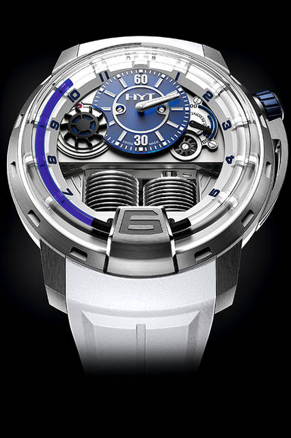 <strong>H1 アイスバーグ2</strong><br />ケース｜チタン<br />直径｜48.8mm<br />厚さ｜17.9mm<br />ムーブメント｜手巻き<br />機能｜液体レトログラードによる時刻表示<br />ストラップ｜ラバー<br />防水｜100m<br />限定数｜50本<br />発売時期｜4月予定<br />予価｜950万円（税別）