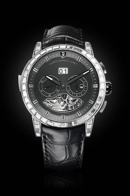 <strong>アレグロ</strong><br />ケース｜18Kホワイトゴールド＋アントラサイトPVD加工チタン、ベゼルに36個、ラグに12個のバケットダイヤモンドをセット<br />直径｜45mm<br />厚さ｜14.11mm<br />ムーブメント｜自動巻き（Cal.ALG89）<br />機能｜ミニッツリピーター、GMT表示（3時位置インダイヤル）、昼夜表示、日付表示（2枚のディスクによるビッグデイト）<br />ストラップ｜アリゲーター<br />防水｜3気圧<br />限定数｜1本<br />発売時期｜未定<br />予価｜未定