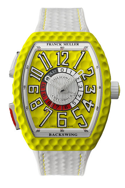 <strong>ヴァンガード™ バックスイング</strong><br />ケース｜ステンレススチール／チタン<br />サイズ｜縦53.7×横44mm<br />ムーブメント｜自動巻き<br />機能｜ストローク数記録（10時位置のボタンでカウント、８時位置のボタンでリセット）<br />ストラップ｜カーフ＋ラバー<br />防水｜日常生活<br />発売時期｜未定<br />価格｜未定