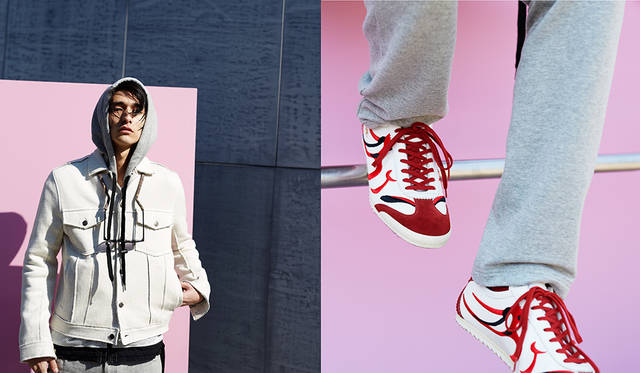 スニーカー 2万8080円／オニツカタイガー<br>ジャケット 2万7000円、パーカ 3万1320円／ともにオニツカタイガー×アンドレア・ポンピリオ<br>パンツ1万5120円／オニツカタイガー<br>その他スタイリスト私物