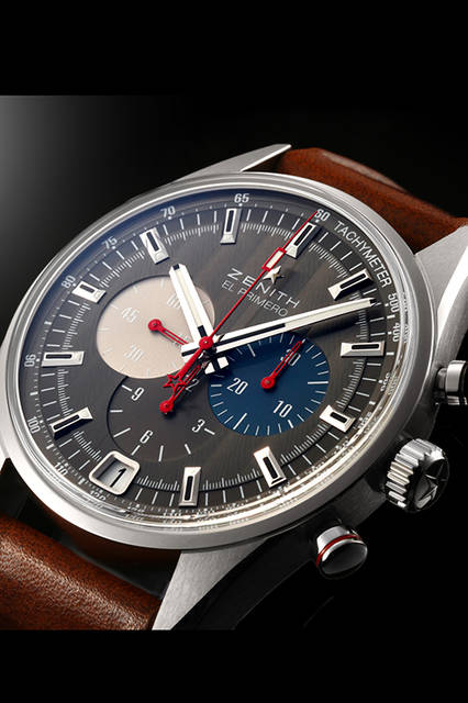 <strong>エル・プリメロ 36’000VpH クラシックカーズ</strong><br />ケース│ステンレススチール<br />直径│42mm<br />厚さ│12.75mm<br />ムーブメント│自動巻き（Cal.400B）<br />機能│クロノグラフ（30分積算計、12時間積算計）、日付表示<br />ストラップ│カーフ<br />防水性能│10気圧<br />発売時期│2016年9月発売予定<br />予価│80万円（税抜）<br />