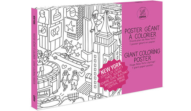 家族みんなで楽しめるデザインを提案するOMYから、ニューヨークの街がポップなイラストで描かれたビッグサイズの塗り絵ポスター。<br><br>ポスターサイズ　2052円<br>ジャイアントポスターサイズ　3240円