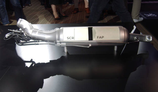 酸化触媒、尿素水溶液AdBlueによるSCR、セルフクリーニング機構付の微粒子フィルター