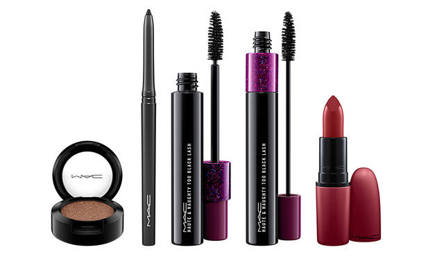 <strong>ルック イン ア ボックス｜サッシー + サイレン</strong><br /> 価格｜8800円(税抜)<br /> ＜キット内容＞<br /> ・スモール アイシャドウ ディヴァイン デカダンス (ソフトブロンズ)<br /> ・テクナコール グラフブラック (リッチグラフィックブラック)<br /> ・オート & ノーティ トゥー ブラック ラッシュ (ブラック)<br /> ・リップスティック アー ユー フラティング ウィズ ミー? (クリーミィバーガンディ)<br /> ・オリジナルポーチ<br />