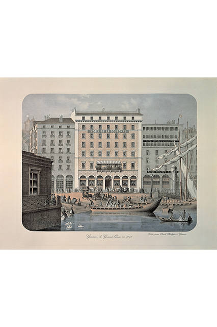 右側の建物が、パテック フィリップ社の前身となるパテック チャペック社の工房兼店舗サロン（1841年当時）。