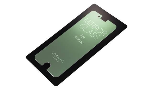 液晶バックライトがOFF時にはミラーとなる保護ガラス。色味の異なる2色で展開。iPhone 7、iPhone 7plus用ともに2,500円。9月下旬発売予定