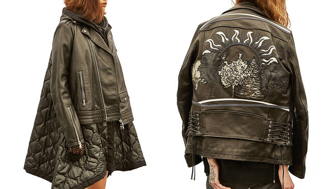 ＜写真左＞ジャケット22万9000円、スウェット7万1000円（すべてディーゼル ブラック ゴールド）その他スタイリスト私物<br>＜写真右＞ レザージャケット45万5000円、デニムパンツ4万5000円（以上ディーゼル ブラック ゴールド）その他スタイリスト私物