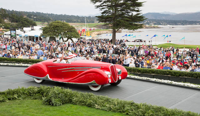 Pebble Beach Concours d’Elegance 2016 |ペブルビーチ・コンクールデレガンス 2016 044 Class K-1(Delahaye Prewar)部門1位、Delahaye 165 Figoni & Falaschi Cabriolet(38年) Copyright © Kimball Studios / Courtesy of Pebble Beach Concours d'Elegance