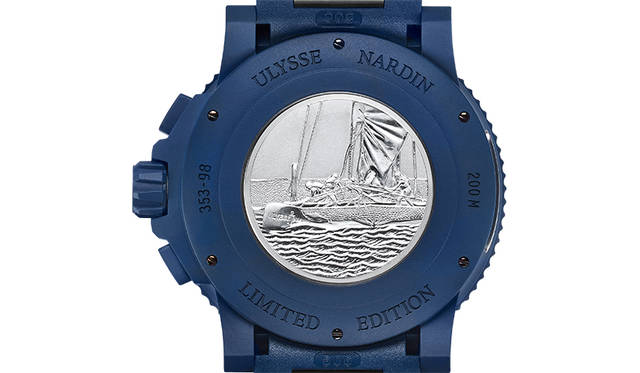 <strong>ダイバー クロノグラフ アルテミス レーシング</strong><br /> リファレンス｜353-98LE-3/ARTEMIS <br /> 限定｜250本<br /> パワーリザーブ｜約42 時間<br /> 巻き上げ｜自動巻 <br /> ケース｜ブルーラバーコーティングのステンレスチール<br /> ケース径｜45.8 mm<br /> ストラップ｜ブルーラバー<br /> 防水｜200m<br /> 価格｜131万円（税別予価）<br />