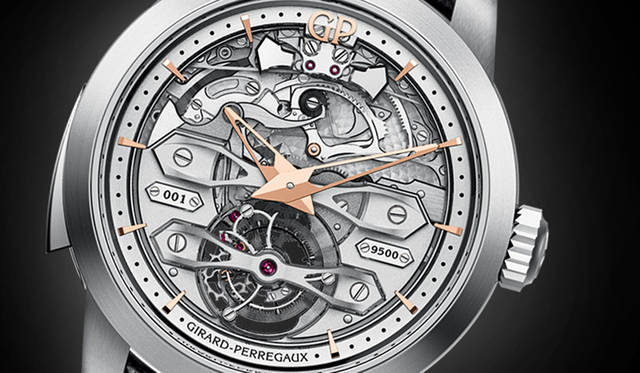 <strong>ミニッツリピーター ブリッジ トゥールビヨン</strong><br /> 腕に装着した状態で、トゥールビヨンとミニッツリピーター機構の動きと、ミニッツリピーターの奏でる音、視覚と聴覚の両方で楽しめる逸品。ケース素材にはチタンを採用している。3735万円（チタン。税別）。※異なるモデルだが、ジラール・ペルゴ製ミニッツリピーターの音色サンプルはこちら（https://youtu.be/3JB90s7CnQw ）。
