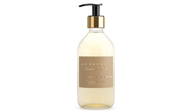 <strong>バーバリー ホーム ハンドウオッシュ</strong><br />「パープルヒヤシンス」<br />価格｜全3種 各6000円（税抜）<br />容量｜ポンプ付ガラスボトル 300mL<br />