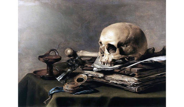 『ヴァニタス』（Pieter Claeszにより、1630年に制作）。ウィキペディアより引用（https://ja.wikipedia.org/wiki/ピーテル・クラース）