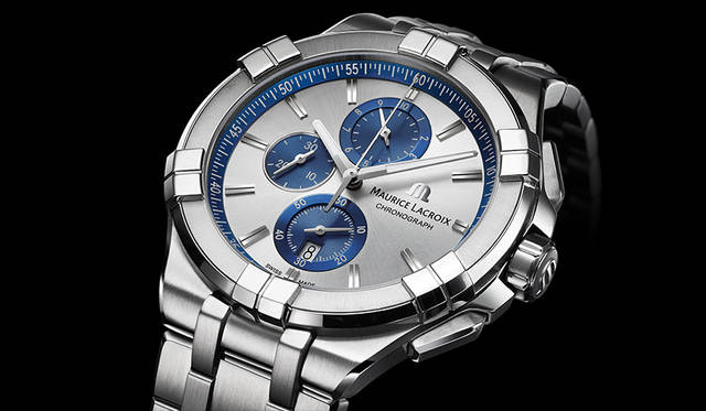 三針モデルから派生したクロノグラフ。縦3つに並んだカウンターは、現代的でスポーティな印象を放つ。