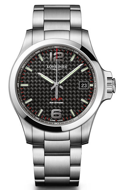 1984年にスタートした高精度クォーツウォッチ「ロンジン コンクェスト V.H.P.」の歴史と伝説を受け継ぐ、年差±5秒という時計界で最高峰のクォーツウォッチ コレクション。V.H.P.は「Very High Presision（超高精度）」の略。ケース径は42mm。SSケース＆ブレスレット。5気圧防水。12万1000円（税別）。今秋発売予定。