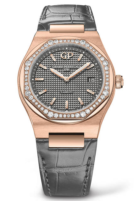 <strong>ロレアート 34mm</strong><br /> <br /> ムーブメント｜クオーツ<br /> ケース素材｜ベゼルに56個のダイヤをセットした18KPG<br /> ケース径｜34mm<br /> ストラップ｜アリゲーター（交換用ラバーストラップ付き）<br /> 防水｜3気圧<br /> 価格｜196万円（税別）