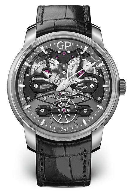 <strong>ネオ・ブリッジ オートマティック チタン</strong><br /> <br /> ムーブメント｜自動巻き（Cal.GP08400）<br /> ケース素材｜チタン<br /> ケース径｜45mm<br /> ストラップ｜アリゲーター<br /> 防水｜3気圧<br /> 価格｜259万円（税別）