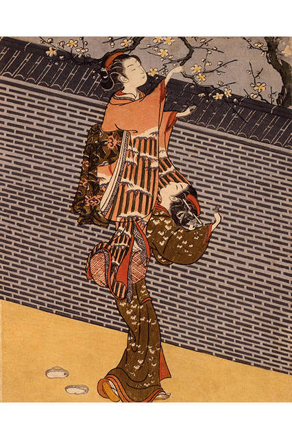 鈴木春信</br>『梅の枝折り』</br>1767-68（明和4-5）年頃</br>中判錦絵</br>山種美術館</br>（後期展示9/26-10/22）