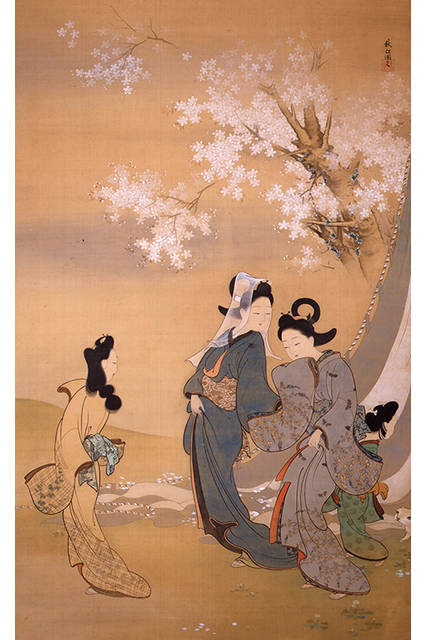 菱田春草</br>『桜下美人図』</br>1894（明治27）年</br>絹本・彩色</br>山種美術館