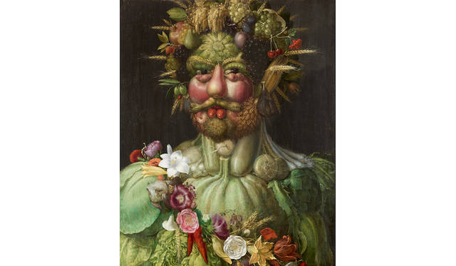 ジュゼッペ・アルチンボルド 《ウェルトゥムヌスとしての皇帝ルドルフ２世像》 1591 年、油彩・板、スコークロステル城、スウェーデン Skokloster Castle, Sweden