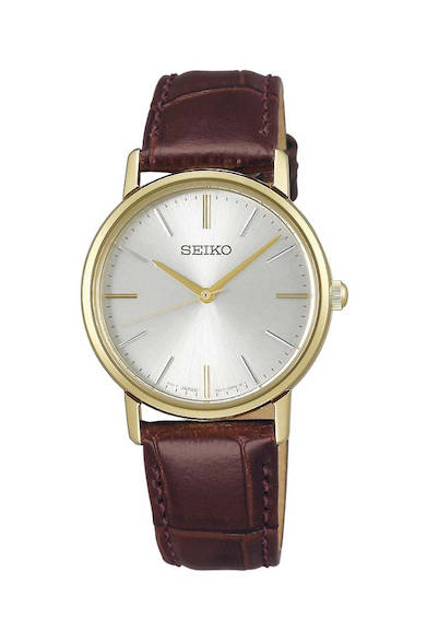 <strong>セイコー ゴールドフェザー デザイン復刻モデル</strong><br><br>   Ref.｜SCXP082<br> ムーブメント｜クオーツ（Cal.7N01）<br> ケース素材｜SS<br> ケース径｜30mm<br> ストラップ素材｜カーフ（クロコダイル調／ブラウン）<br> ダイアル｜シルバー<br> 防水｜3気圧<br> 価格｜2万2000円（税別）<br>