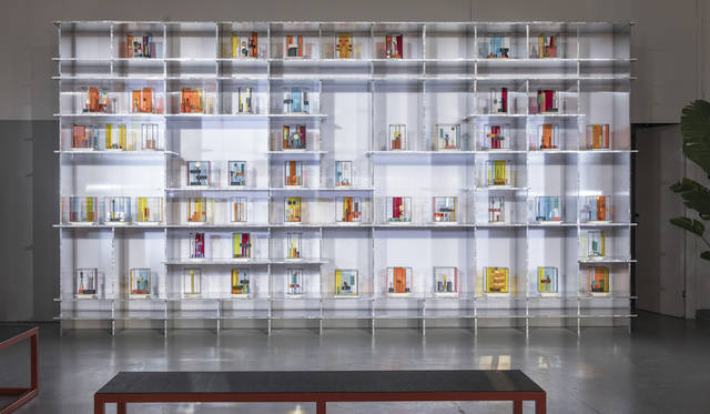 ウォール・オブ・フェイムと名づけられた空間構成にすぐれた作品を展示するコーナー