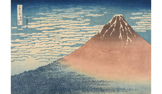 葛飾北斎「冨嶽三十六景　凱風快晴」大判　天保初期（1830-34）頃　島根県立美術館（新庄コレクション）　展示期間1月17日（木）～2月18日（月）