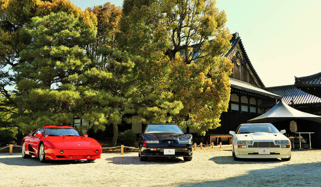 左からフェラーリ348TSザガート、オーテックステルヴィオザガート、アストンマーティンV8ヴァンテージザガート