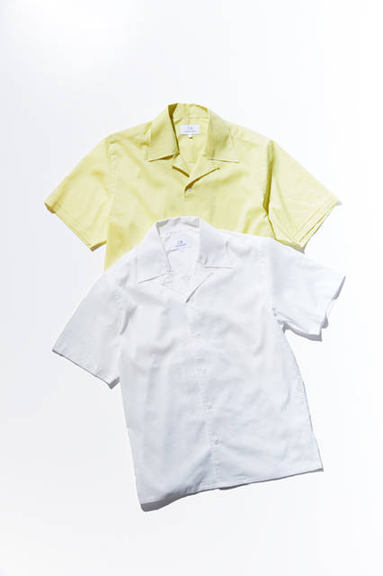 <strong>リネンストレッチ オープンカラーシャツ（半袖）</strong> 1万6000円（税抜）