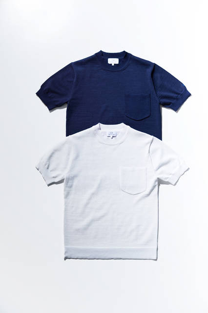 <strong>リネンポリエステル プレーティング クルーネックニットTシャツ</strong> 1万4000円（税抜）