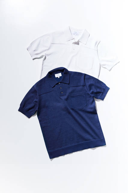 <strong>リネンポリエステル プレーティング ニットポロ</strong> 1万8000円（税抜）