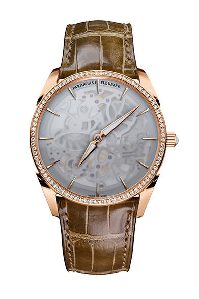 <strong>トンダ 1950 スケルトン</strong><br/>ケース｜18KRG、ダイヤモンド<br/>直径｜39mm<br/>厚さ｜8.4mm<br/>ムーブメント｜自動巻き（Cal.PF705）<br/>ストラップ｜アリゲーター<br/>防水性｜30ｍ<br/>発売時期｜2015年春予定<br/>税込予価｜573万7500円<br/><br/>パルミジャーニ・フルリエ・ディストリビューション・ジャパン<br/>Tel.03-5413-5745<br/>http://www.parmigiani.ch/<br/>